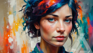 Arte Abstracto de Retrato con Colores Vibrantes
