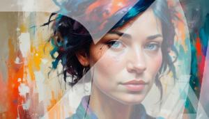 Arte Abstracto de Retrato con Colores Vibrantes
