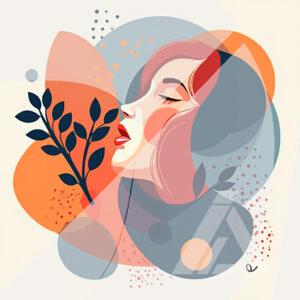 Ilustración Contemporánea de Mujer con Plantas