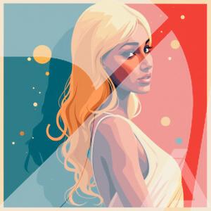 Ilustración Moderna de Mujer con Cabello Largo y Rubio