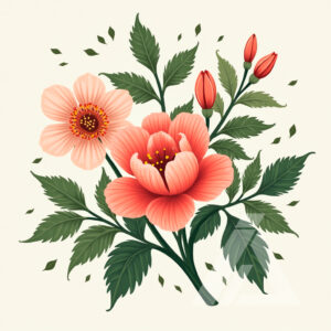 Ilustración de Flores Rosas y Verdes para Decoración