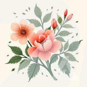 Ilustración de Flores Rosas y Verdes para Decoración