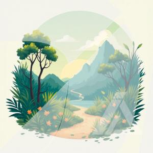 Ilustración de Naturaleza con Montañas y Sendero