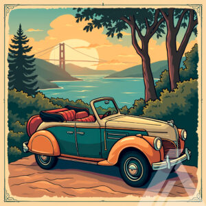 Póster Vintage de Coche Clásico