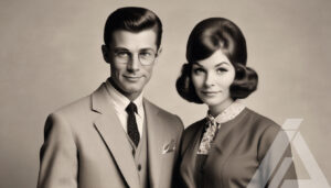 Retrato Clásico de Pareja en Blanco y Negro