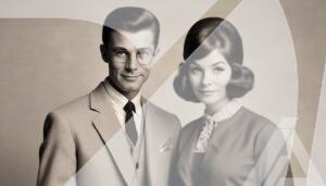 Retrato Clásico de Pareja en Blanco y Negro