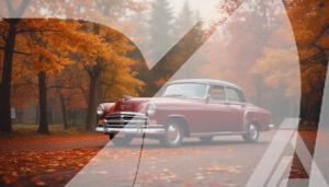 Vehículo Vintage en un Paisaje de Otoño